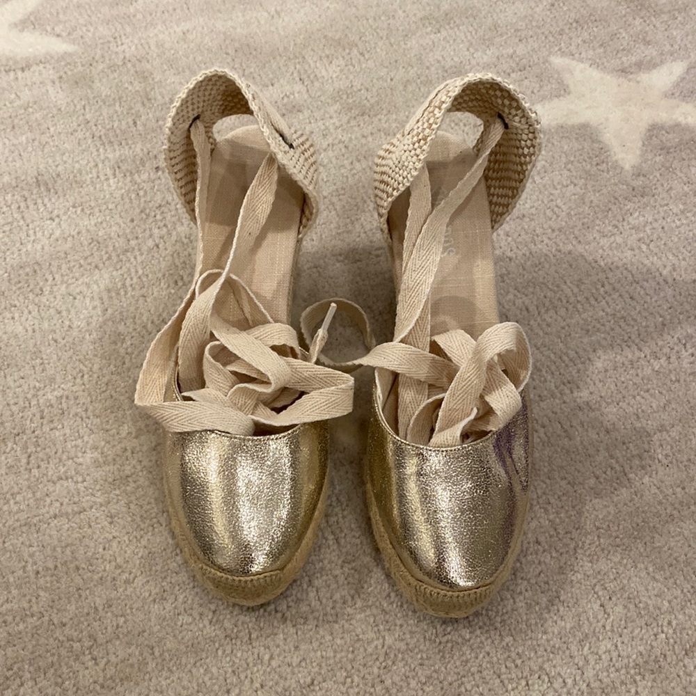 Soludos metallic toe espadrille size 8